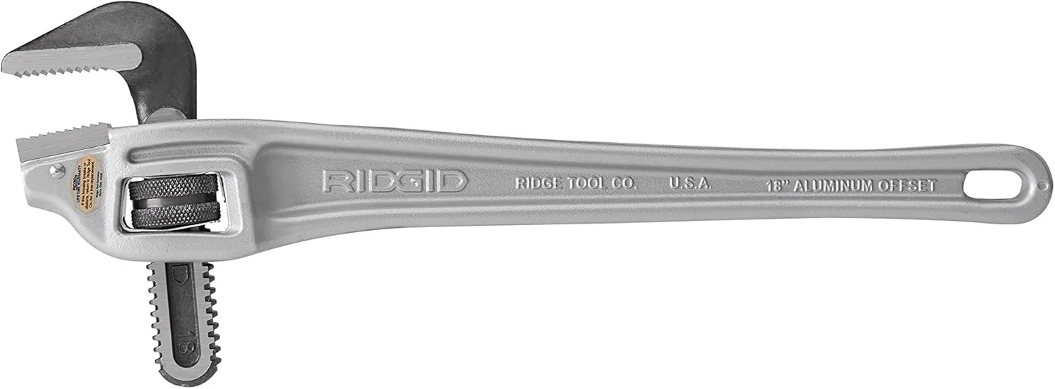 RIDGID 31125 Model 18 Aluminum Offset Pipe Wrench, 18-inch Plumbing Wrench, Small, Silver