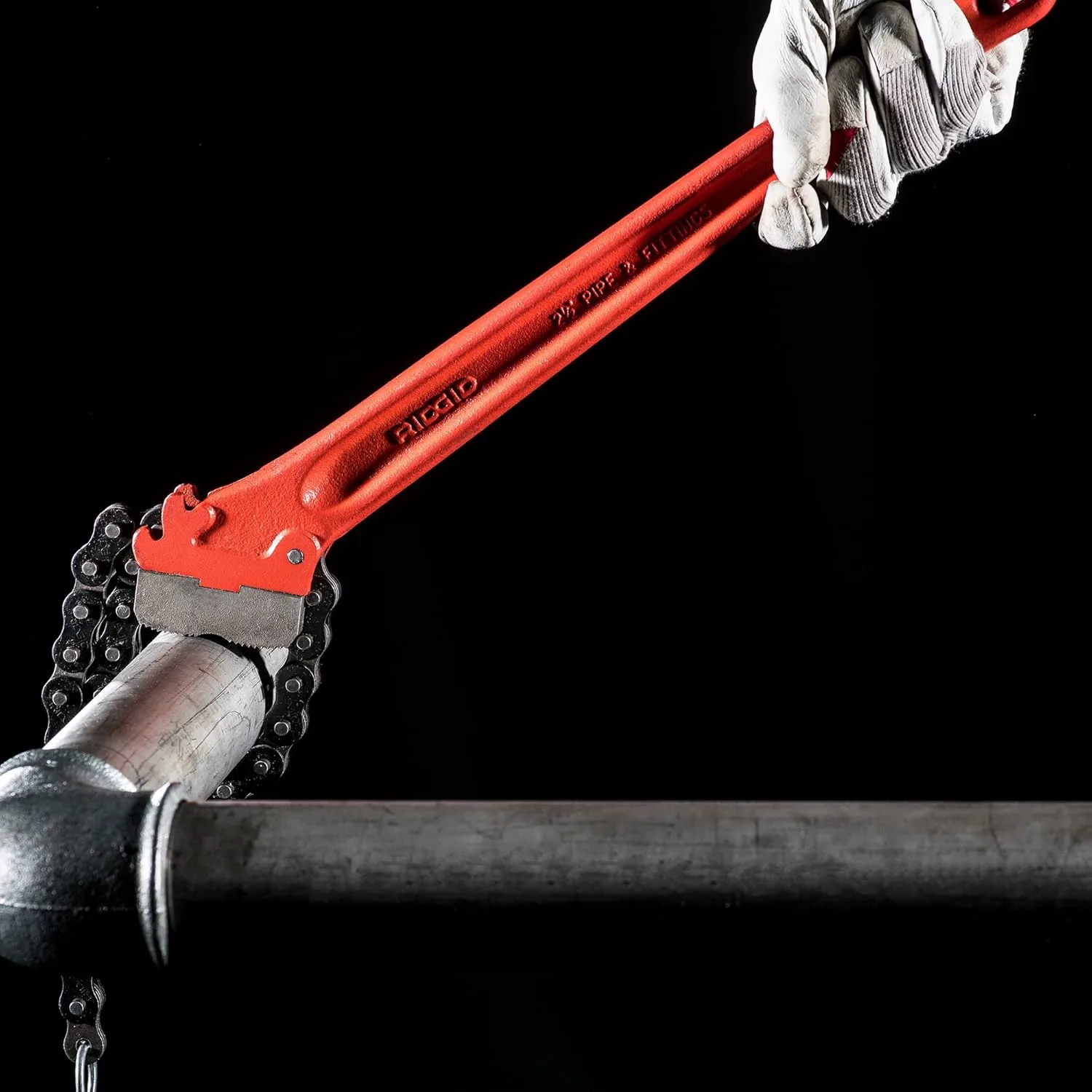 Ridgid, 31320, Chain Wrench, Pipe Cap. 2-1/2 to 5", Red, Small
