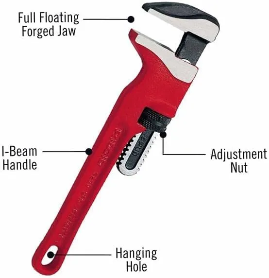 RIDGID 31400 Spud Wrench, 12-inch Adjustable Spud Wrench, Red, full size
