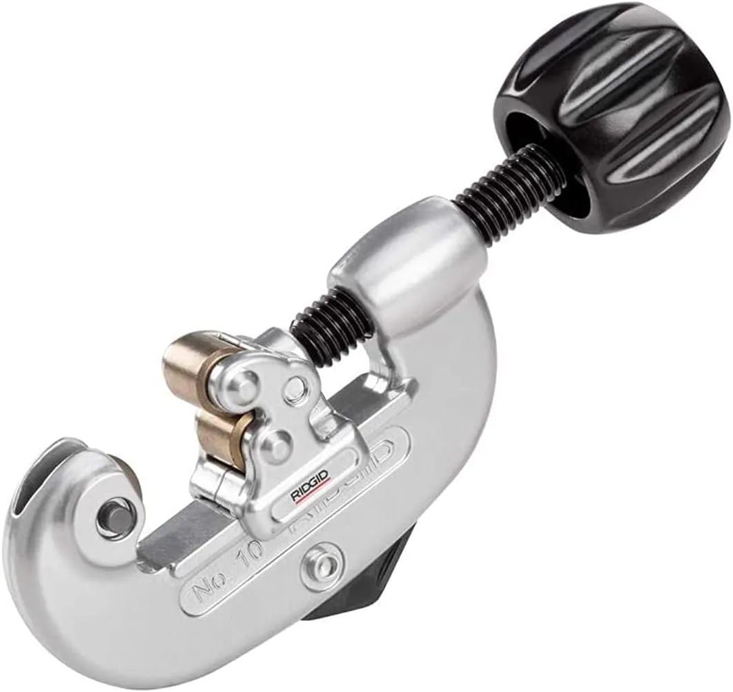 RIDGID 32910 Model 10 Screw Feed Tubing Cutter, 1/8-inch to 1-inch Tube Cutter Small Silver/Black