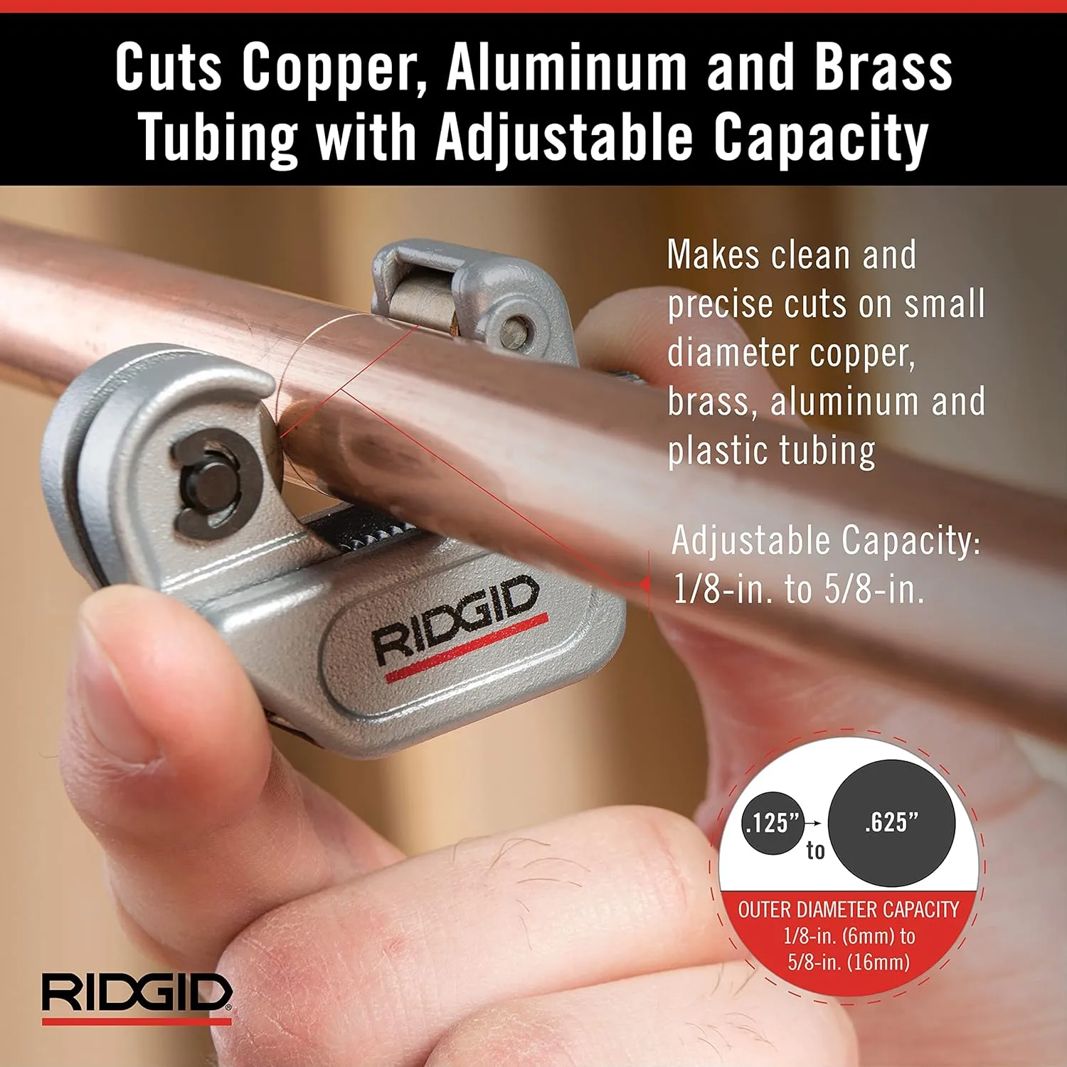 RIDGID 32975 Model 103 Close Quarters Tubing Cutter, 1/8-inch to 5/8-inch Tube Cutter , Silver , Small Small Cutter