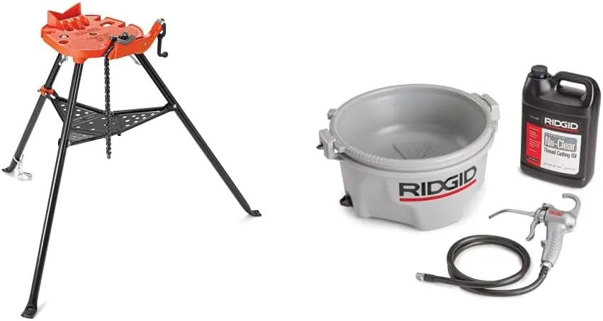 RIDGID 36273 460-6 TRISTAND Chain Vise and RIDGID 10883 Model 418 Oiler with Premium Thread Cutting Oil Chain Vise