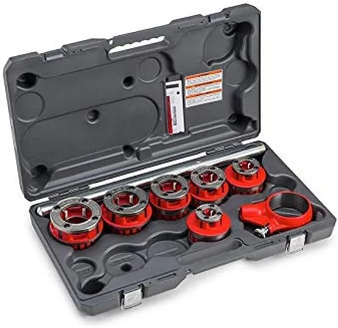 RIDGID 41935 Model 700 Hand-Held 120-Volt Power Drive, Silver & 36475 Model 12-R Exposed Ratchet Pipe Threader Set