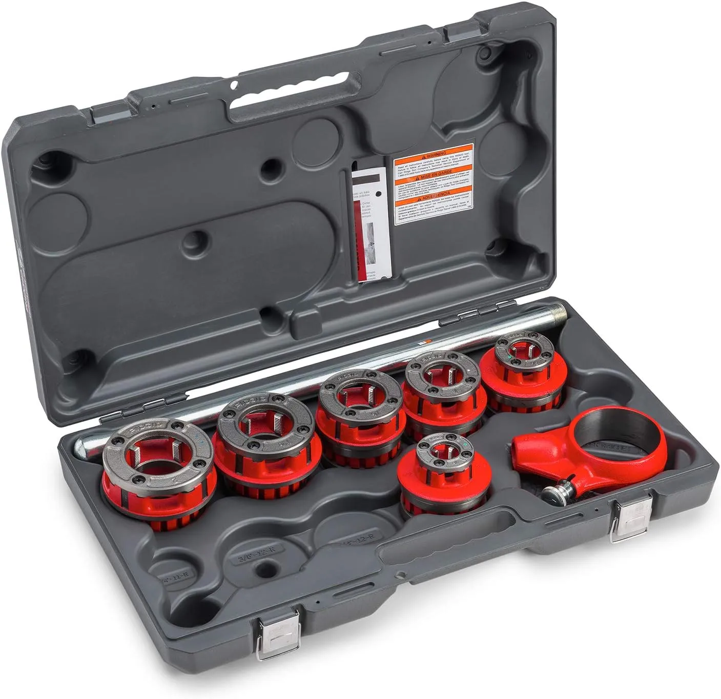 RIDGID 41935 Model 700 Hand-Held 120-Volt Power Drive, Silver & 36475 Model 12-R Exposed Ratchet Pipe Threader Set