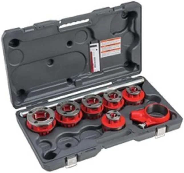 RIDGID, 36505, Exposed Ratchet Threader Set, 1/8 to 2 in,Silver/Red,Small