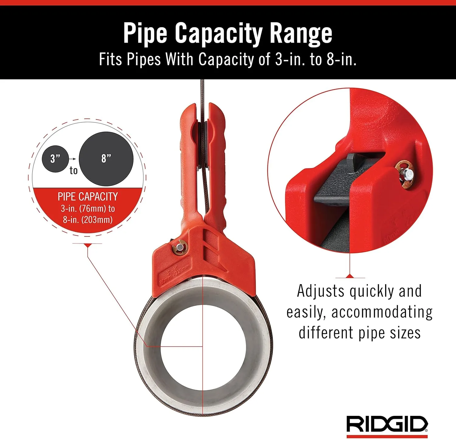 RIDGID 42478 STRAPLOCK Pipe Handle 7" Strap Wrench, Red