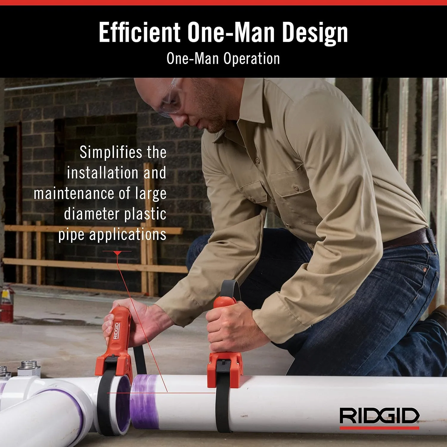 RIDGID 42478 STRAPLOCK Pipe Handle 7" Strap Wrench, Red