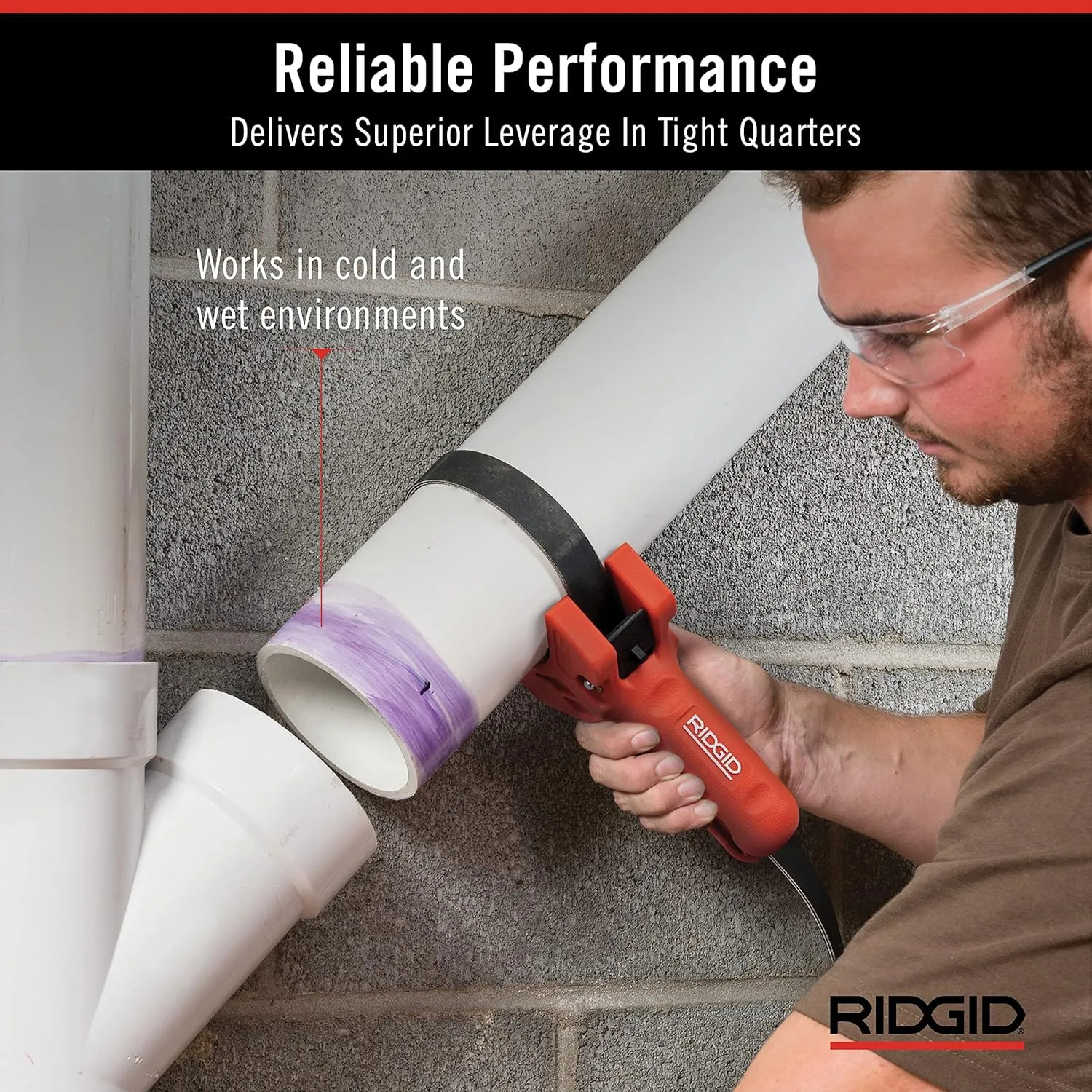 RIDGID 42478 STRAPLOCK Pipe Handle 7" Strap Wrench, Red