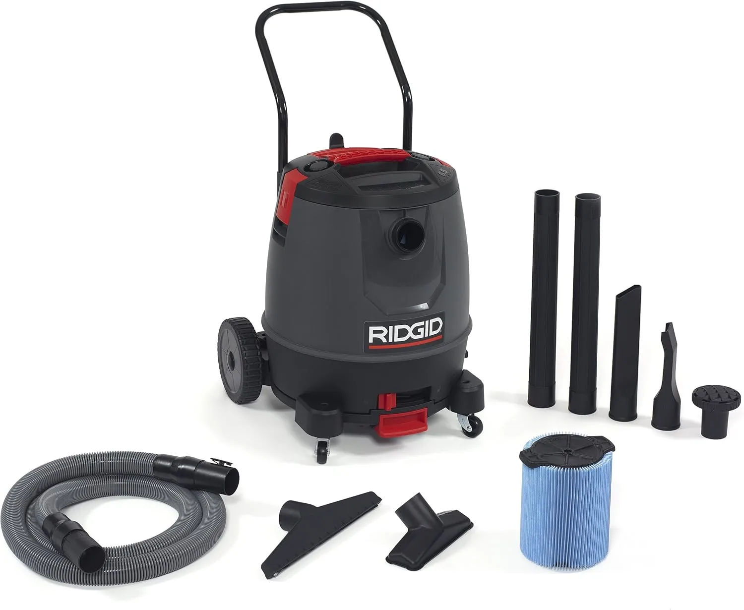 RIDGID 50338 1650RV Motor-on-Bottom Wet Dry Vacuum, 16-Gallon Shop Vacuum with Cart, 6.5 Peak HP Motor, Large Wheels