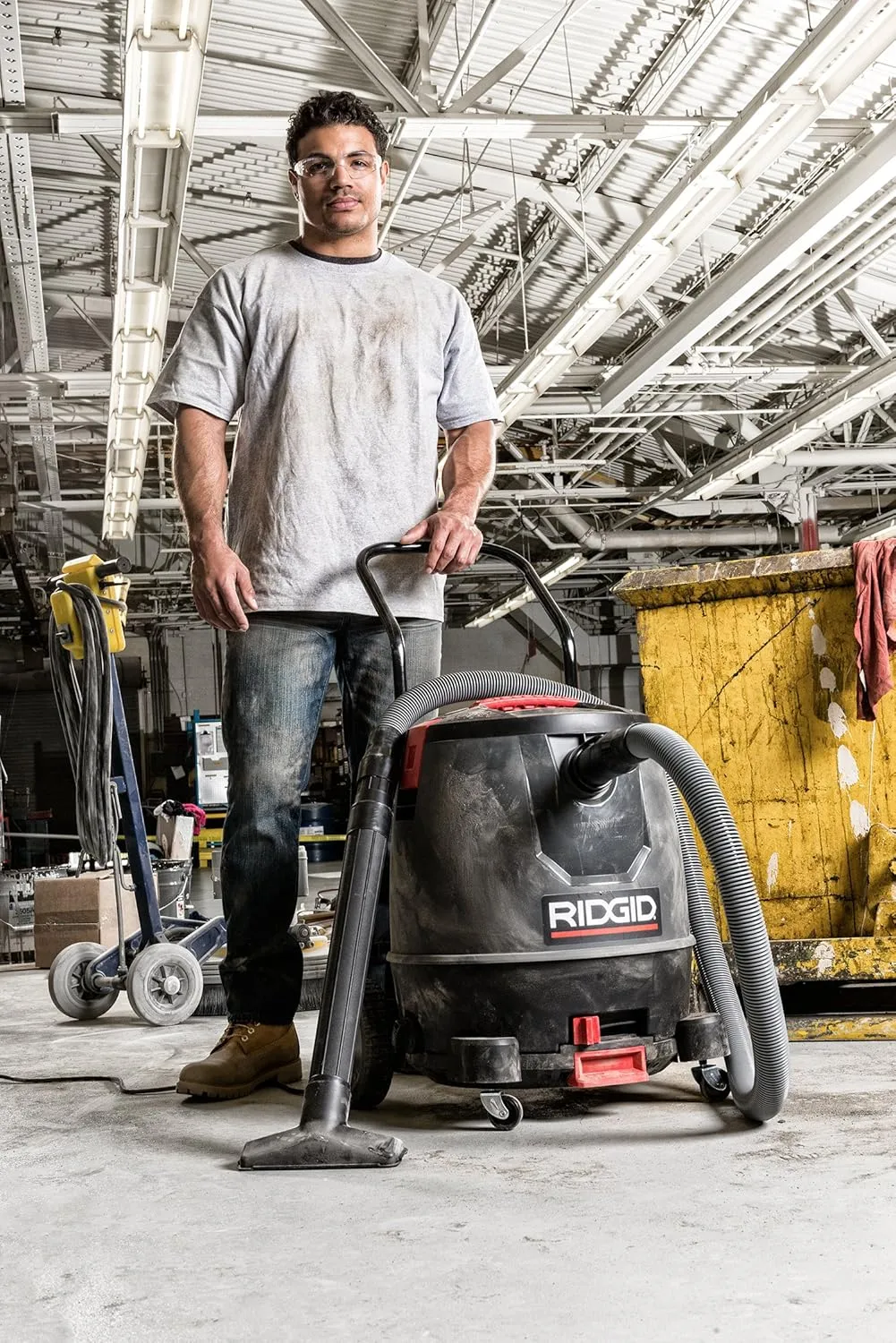 RIDGID 50338 1650RV Motor-on-Bottom Wet Dry Vacuum, 16-Gallon Shop Vacuum with Cart, 6.5 Peak HP Motor, Large Wheels