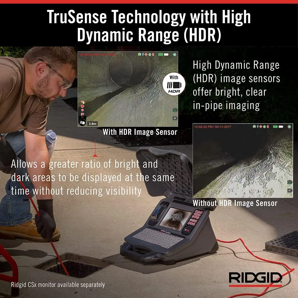 RIDGID 63603 200' Standard SeeSnake Self Leveling TruSense Sewer Camera Reel, Sewer Inspection