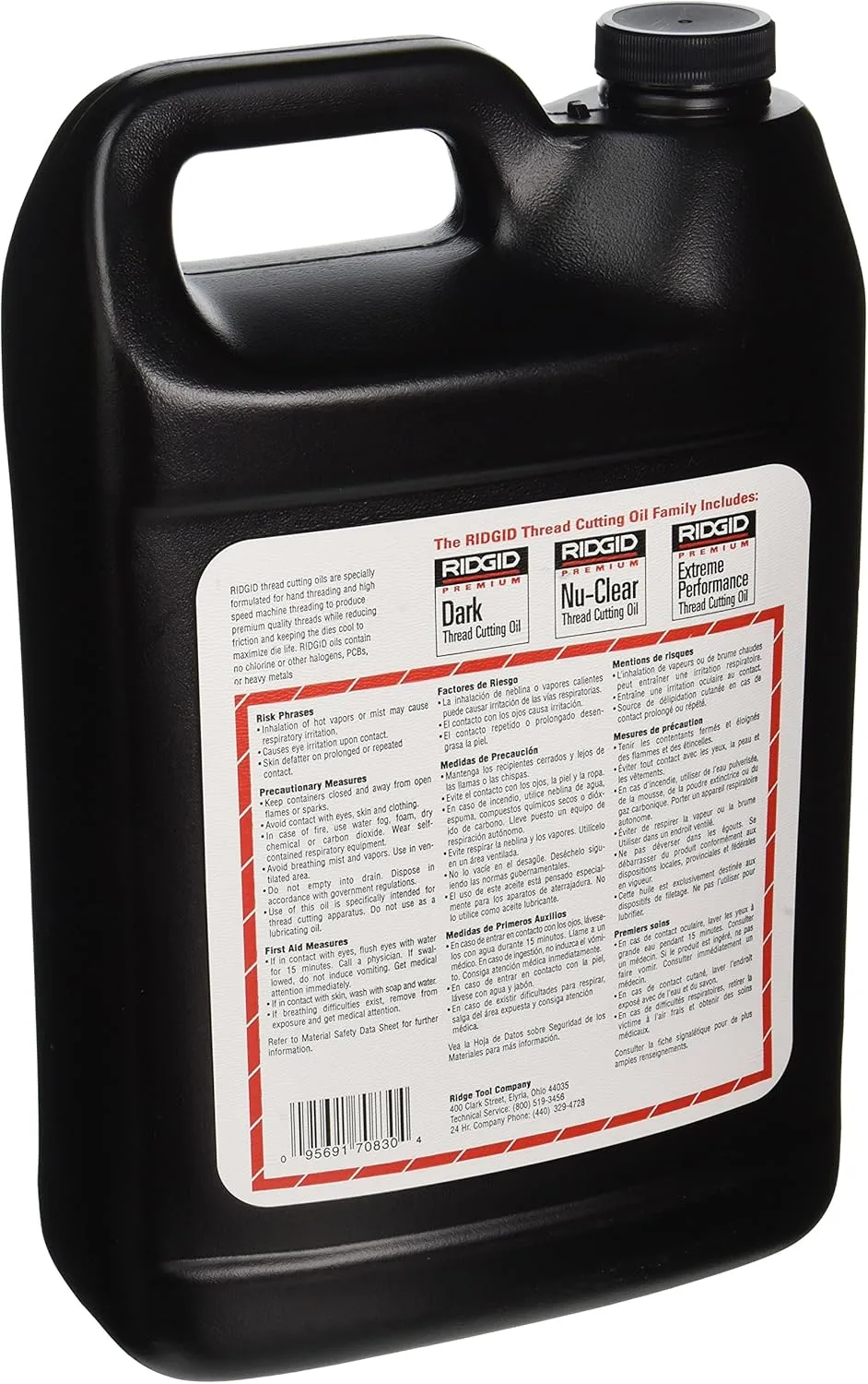 RIDGID 70830 Dark Thread Cutting Oil, 1 Gal, Halogen, PCB and Chlorine-Free, Low-Odor Anti-Mist Formulation