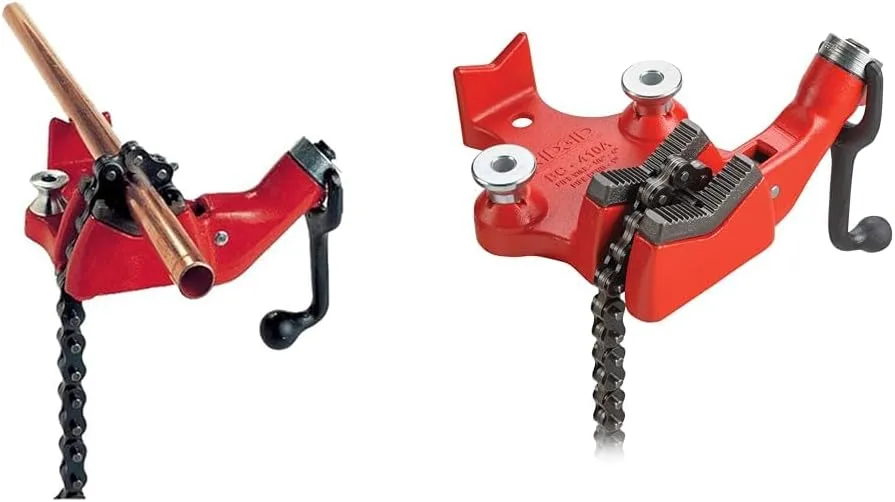 RIDGID Bench Chain Vises Bundle - BC610 Model Holds 1/4-6" Pipe & BC410 Model Holds 1/8-4" Pipe Modern + Top Screw Bench