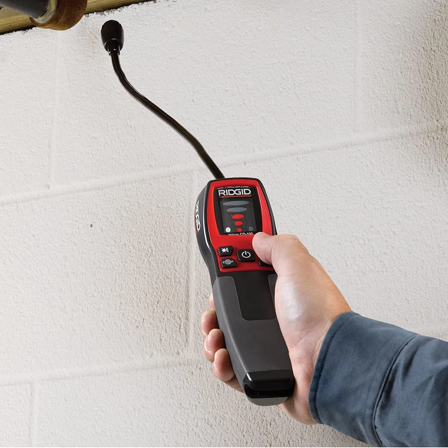 RIDGID 36163 CD-100 Micro Combustible Gas Handheld Diagnostic Detector with 16" Flexible Probe and Visual, Audible