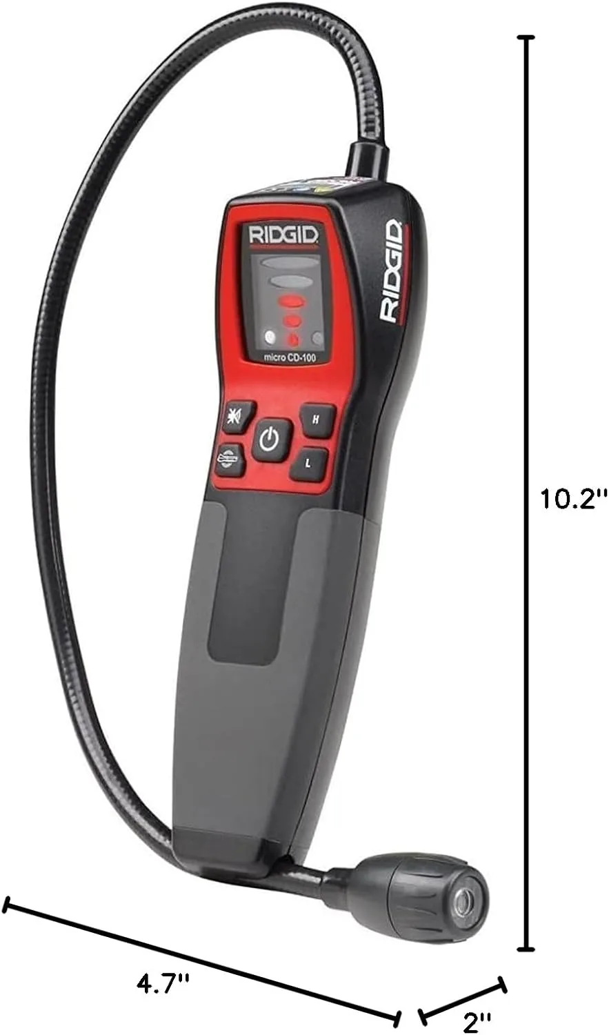 RIDGID 36163 CD-100 Micro Combustible Gas Handheld Diagnostic Detector with 16" Flexible Probe and Visual, Audible