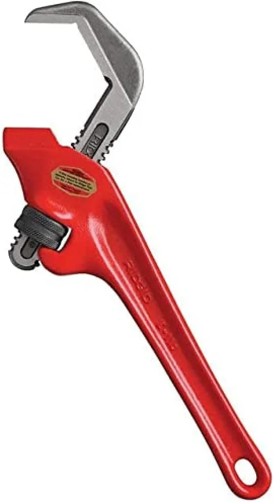 RIDGID 31305 Model E-110 9.5" Offset Hex Jaw Pipe Wrench, Red, Made in The USA & 31015 Heavy-Duty Straight Pipe Wrench