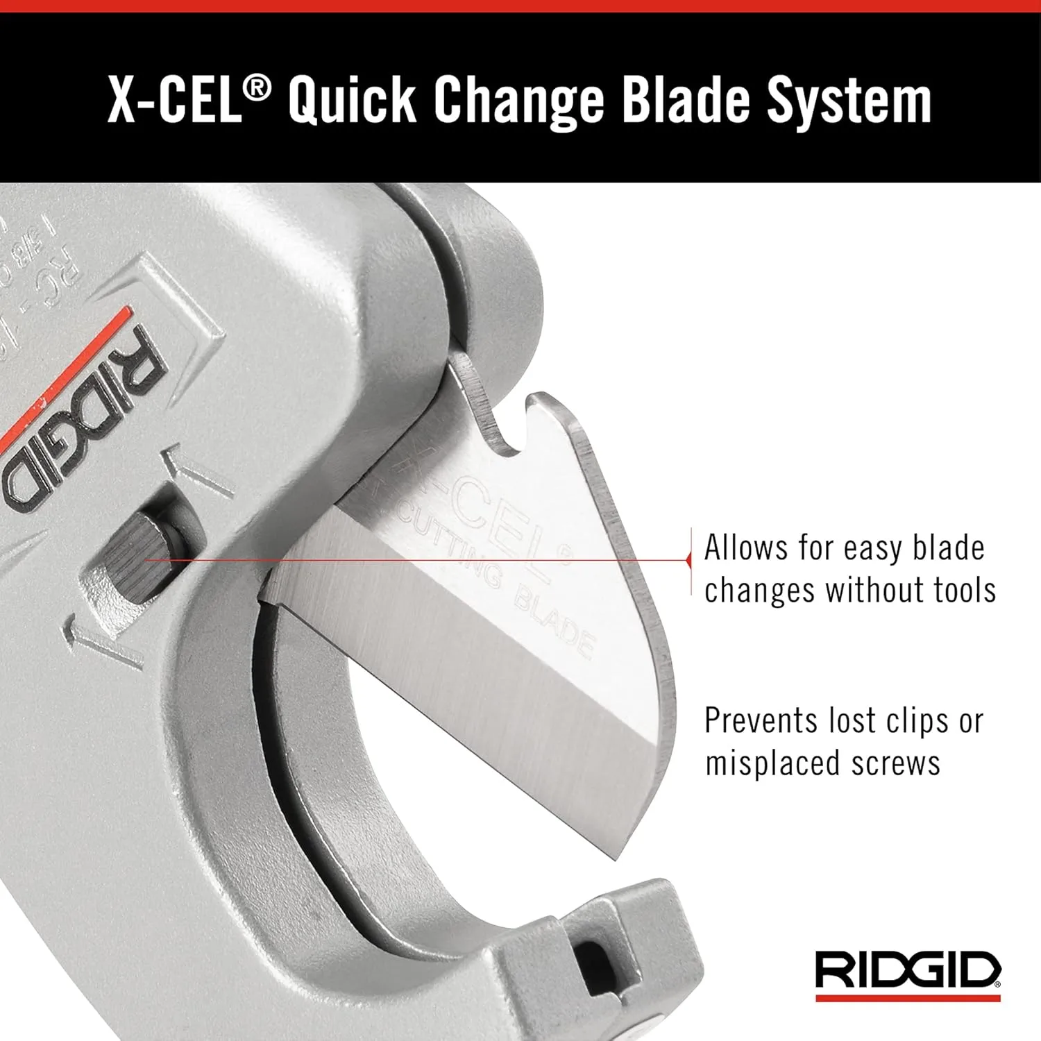 RIDGID 23498 Model RC-1625 Aluminum Ratchet Action 1/8" to 1-5/8" Plastic Pipe And Tubing Cutter, Silver, Small