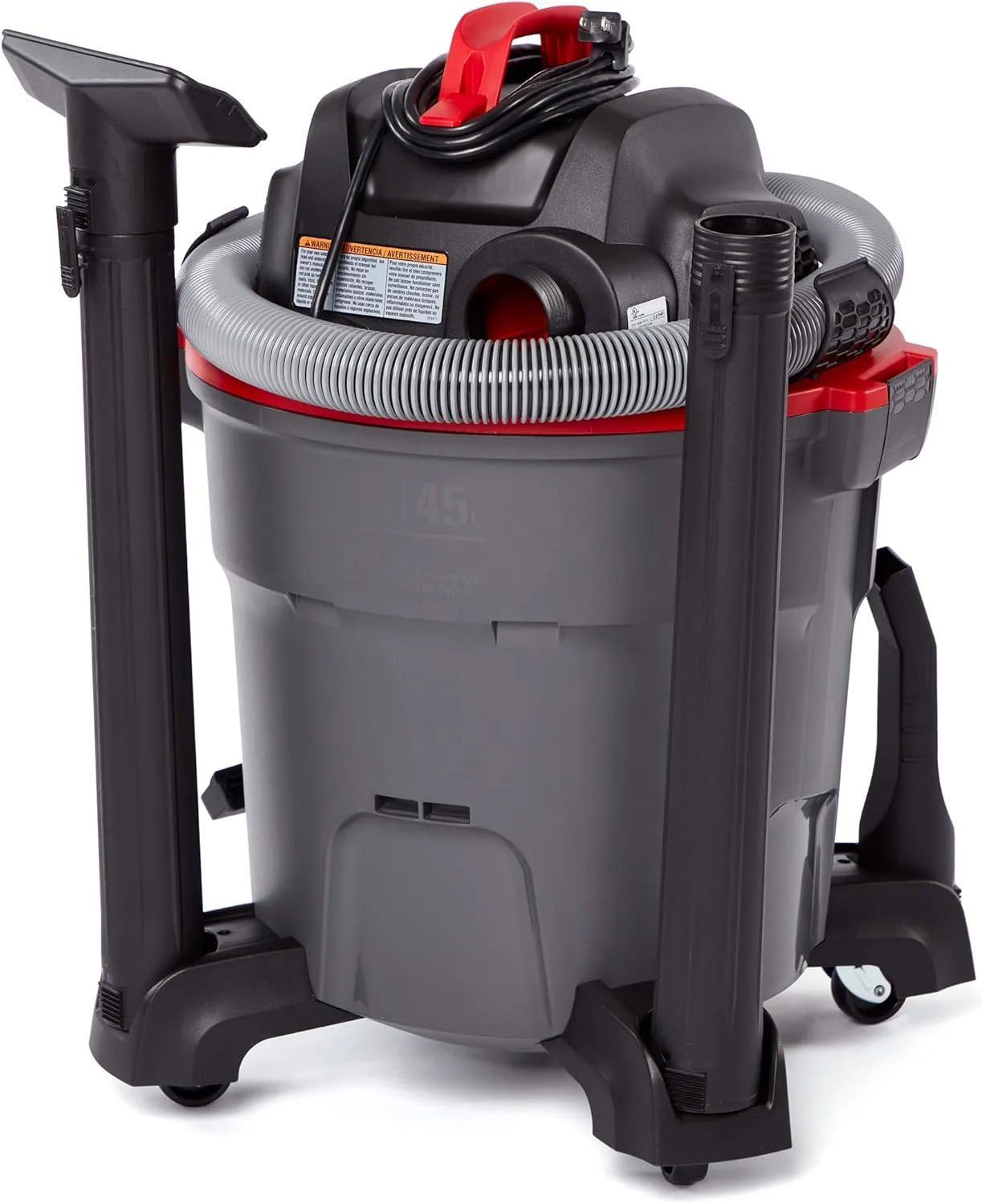 RIDGID 62703 RT1200 NXT 12-Gal. Wet Dry Shop Vacuum with Casters, 5.0 Peak HP Motor, and Pro Locking Hose,Dark Gray and Red