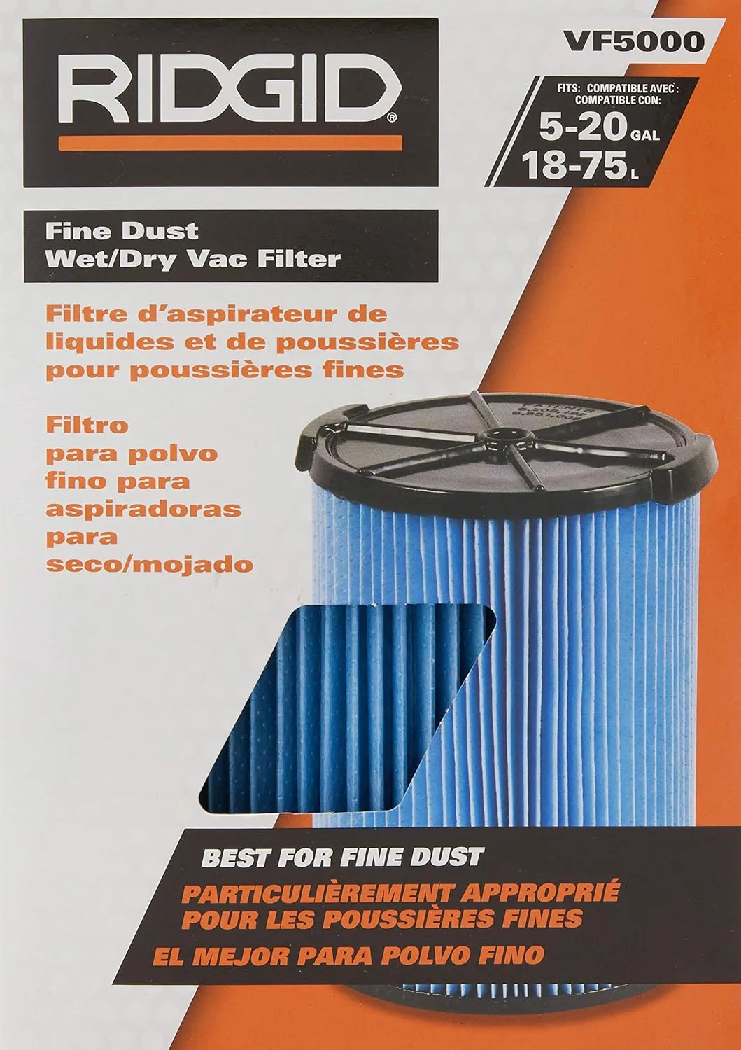 RIDGID 16 Gallon RT1600 Wet Dry Vacuum Model 3-Layer Pleated Paper Vacuum Filter for 5-20 Gallon Vacuums VACUUM_CLEANER