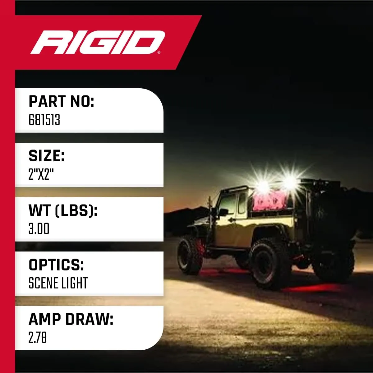 RIGID Industries 2x2 115° DC Scene Light - Black
