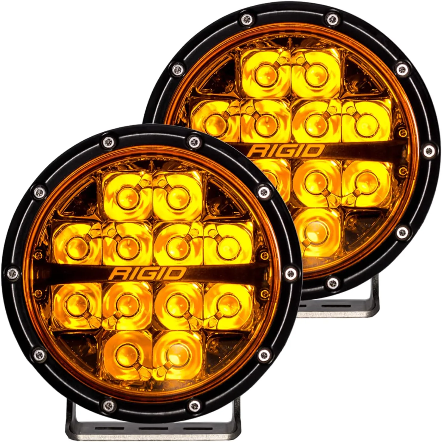 RIGID INDUSTRIES 36210-360-Series 6 Inch Spot Optic with Amber PRO Lens and Back Lighting | Pair