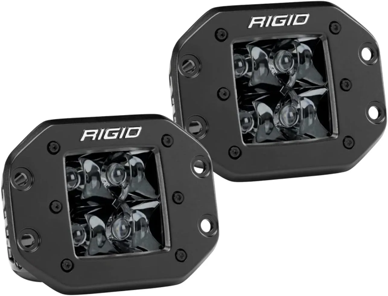 RIGID Industries D-Series PRO Flush Mount - Spot LED - Midnight Edition - Pair - Black