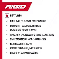 RIGID INDUSTRIES Ignite Backup Kit Black Flood Flush Mount: Mounting Accessories For Offroad Use