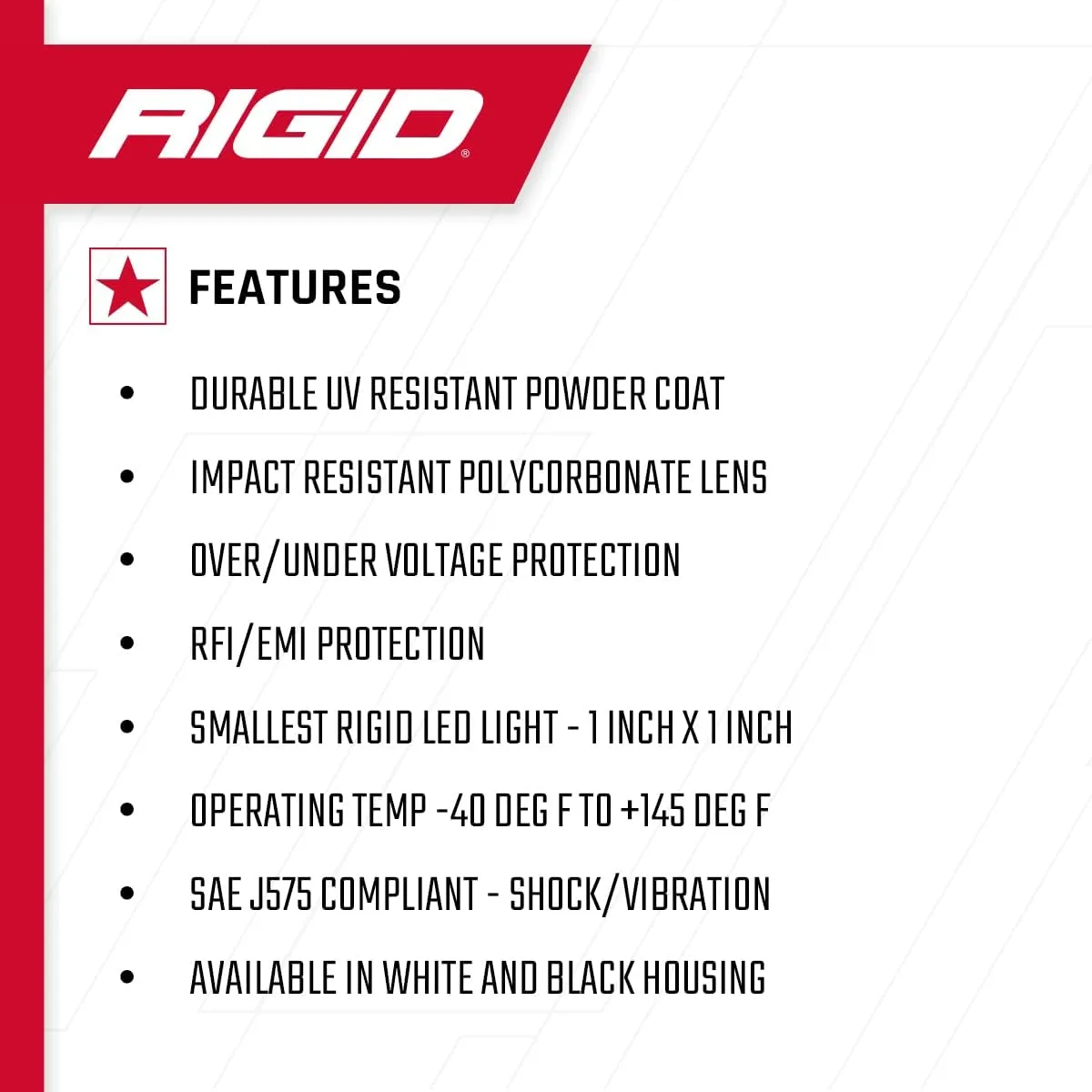 RIGID INDUSTRIES Black Flood Surface Mount (Ignite LED): Mounting Accessories For Offroad Use