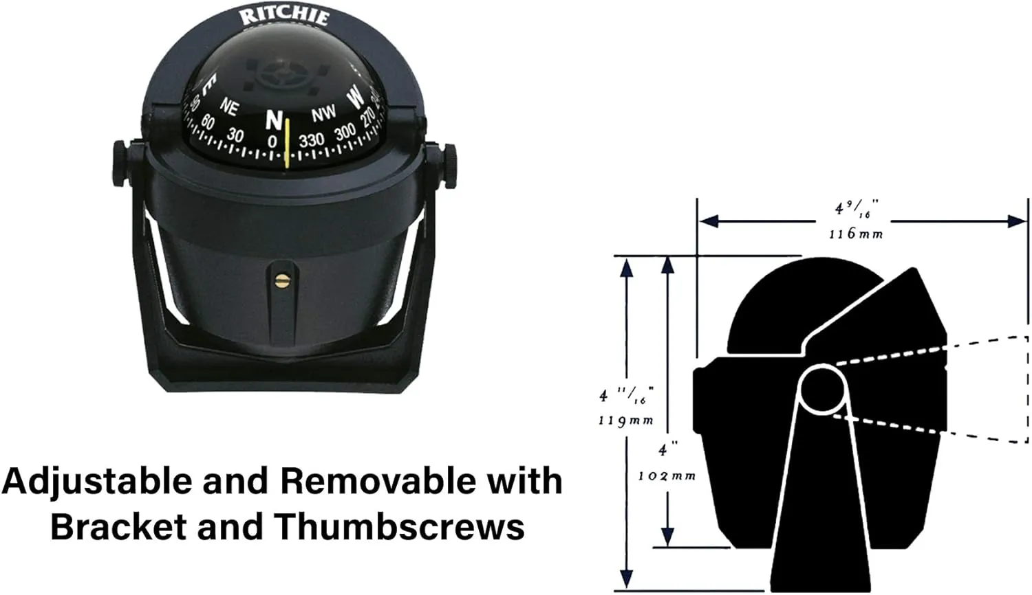 Ritchie B-51 Explorer Compass - Bracket Mount - Black