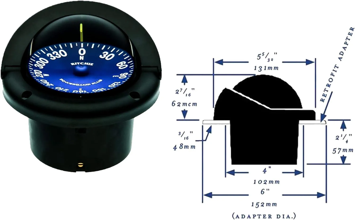 RITCHIE Marine Compass with Built-In Illumination and Compensators