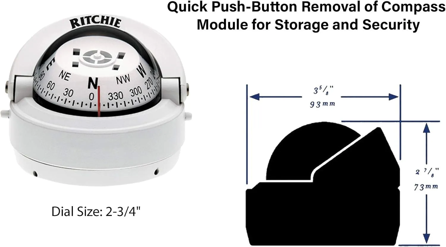 Ritchie S-53W Surface Mount Compass 2.75" Dial White