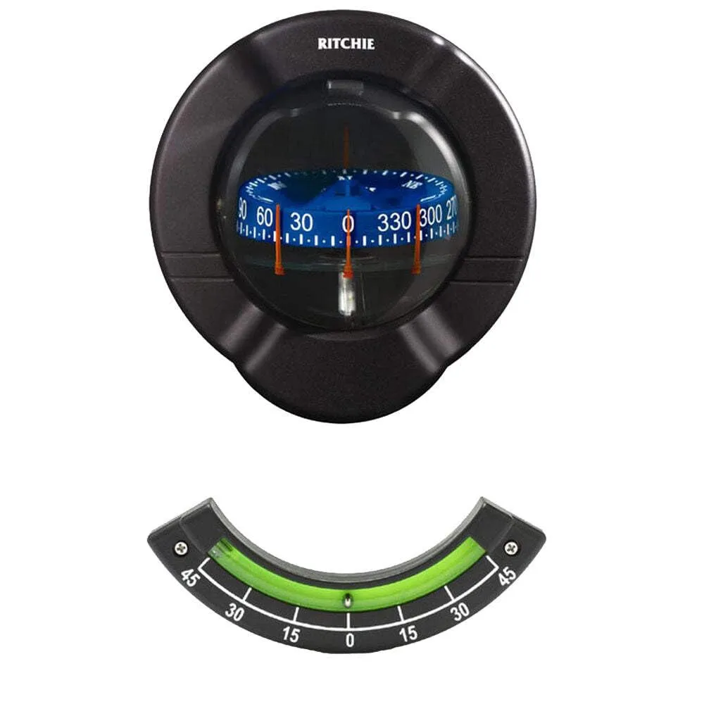 Ritchie SR-2 Venture Bulkhead Mount Sailboat Compass - CombiDial Black