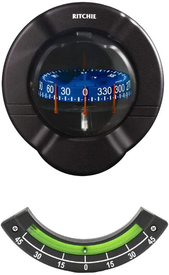 Ritchie SR-2 Venture Bulkhead Mount Sailboat Compass - CombiDial Black
