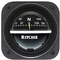 Ritchie V-537 Explorer Compass - Bulkhead Mount - Black Dial