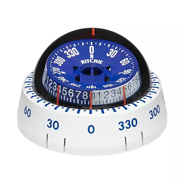 Ritchie Navigation XP-98W X-Port Tactician Surface Mount Compass, White with Blue Dial