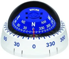 RITCHIE COMPASSES Compass, Kayak Mount, 2.75" Dial, White