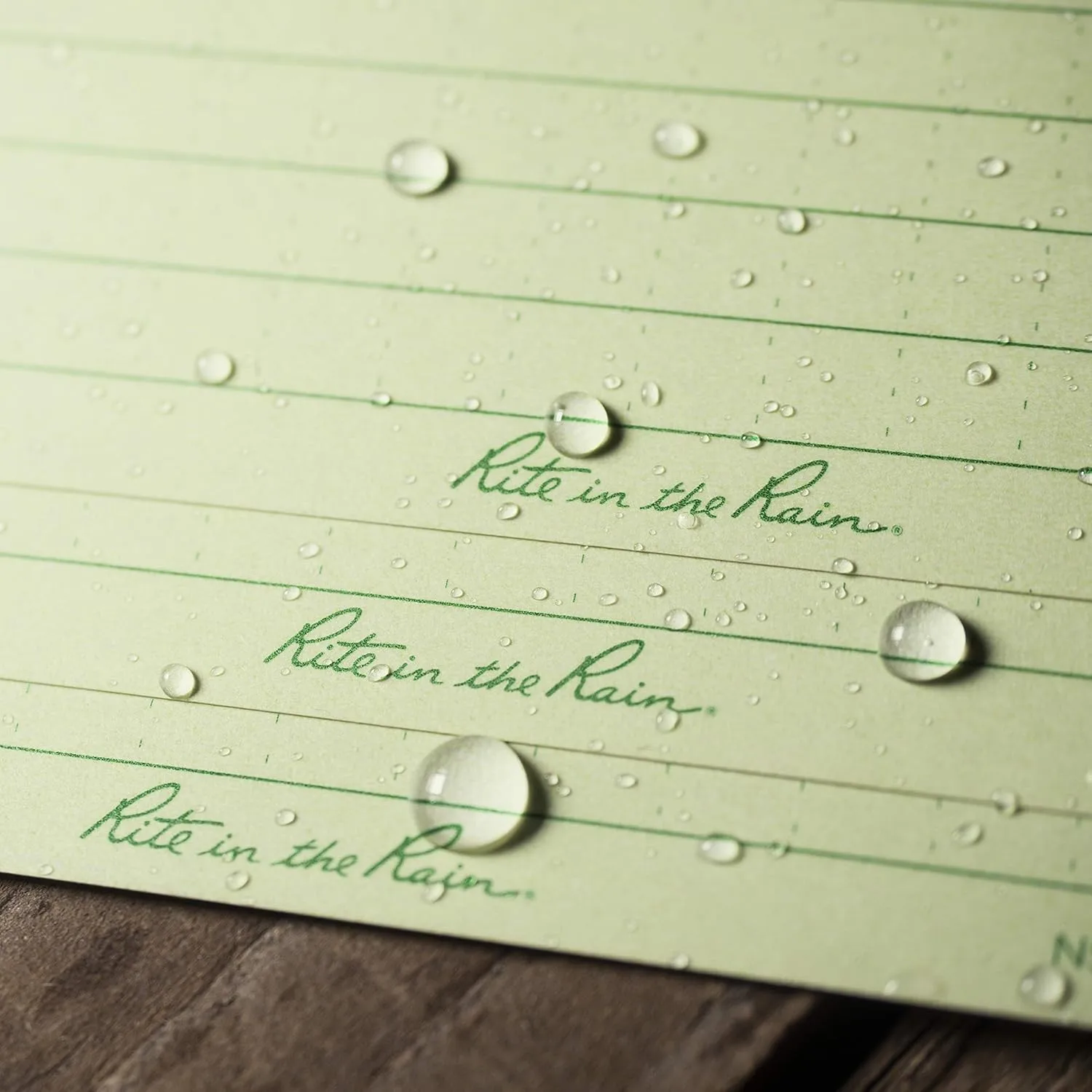 Rite in the Rain Weatherproof Index Cards, 3" x 5", Universal Pattern, Green (No. 991)