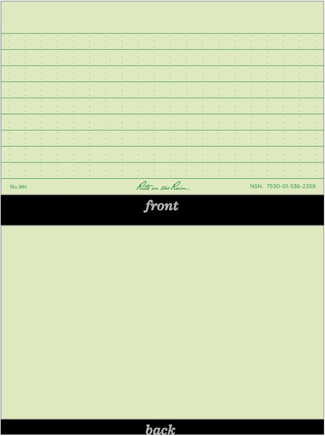 Rite in the Rain Weatherproof Index Cards, 3" x 5", Universal Pattern, Green (No. 991)