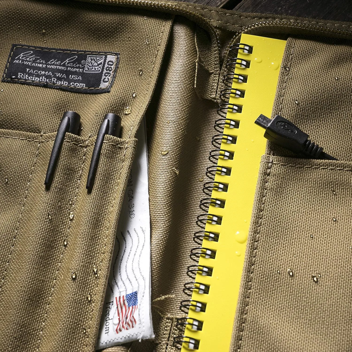 Rite in the Rain Weatherproof Cordura Fabric Notebook Cover, 5.5" x 8.5", Tan Cover (No. C980)