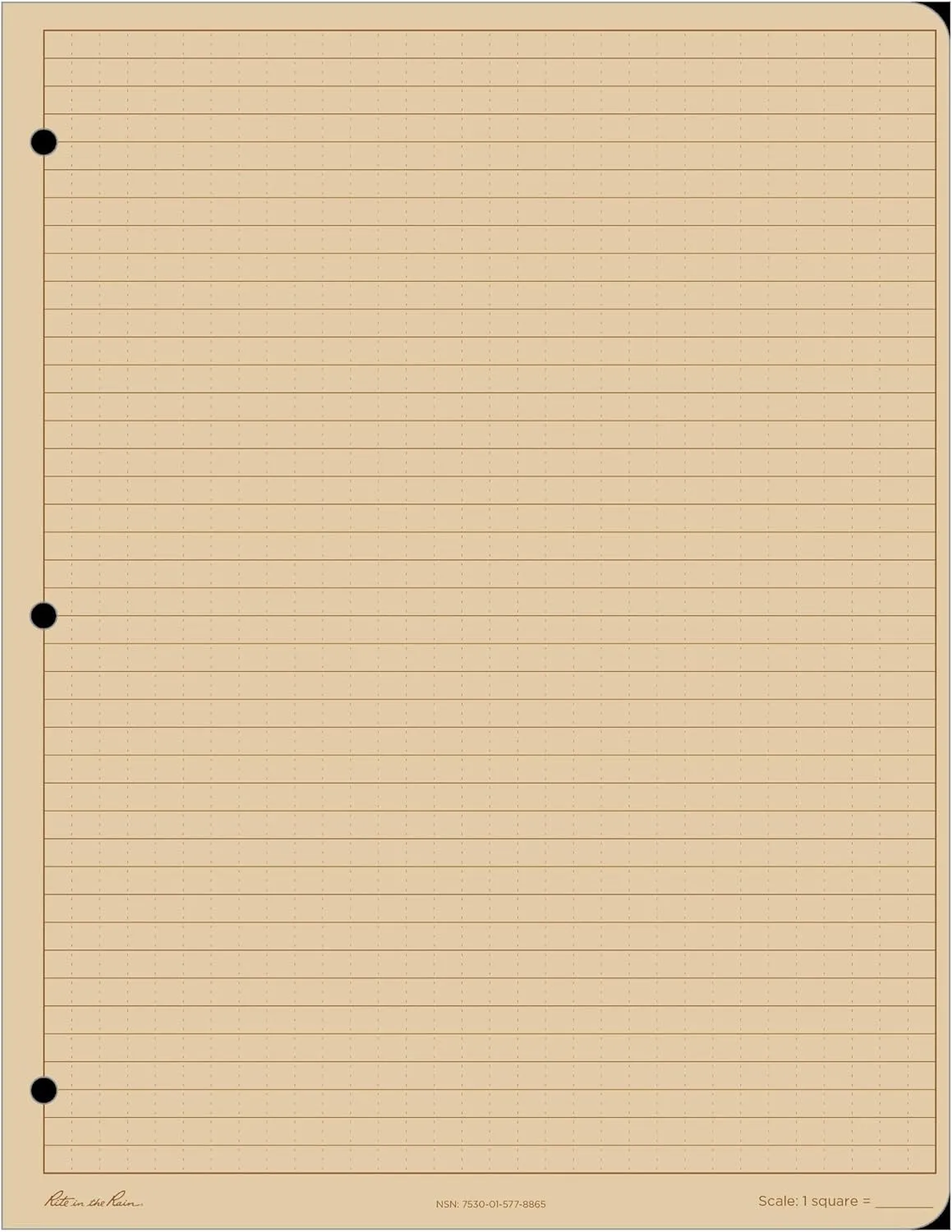 Rite in the Rain Looseleaf Paper,Universal, Beige, 11 x 8.5 x 0.5, PK100 Beige Loose Leaf