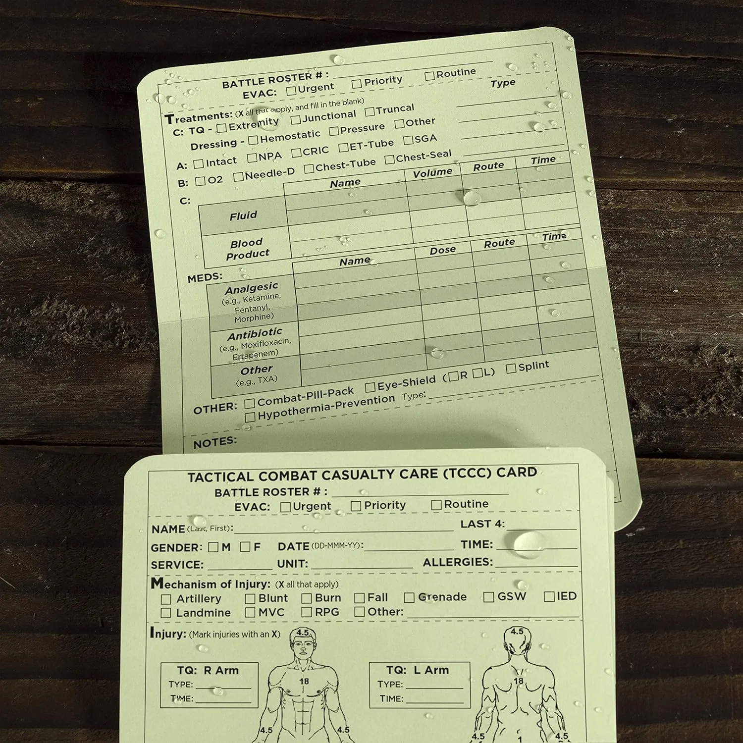 Rite in the Rain All-Weather Combat Card, Tactical Combat Casualty Care Card (TCC / MIST), 6" x 5"