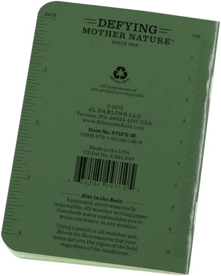 RITE IN THE RAIN Weatherproof Mini-Stapled Notebook, Field-Flex Cover, Universal Pattern