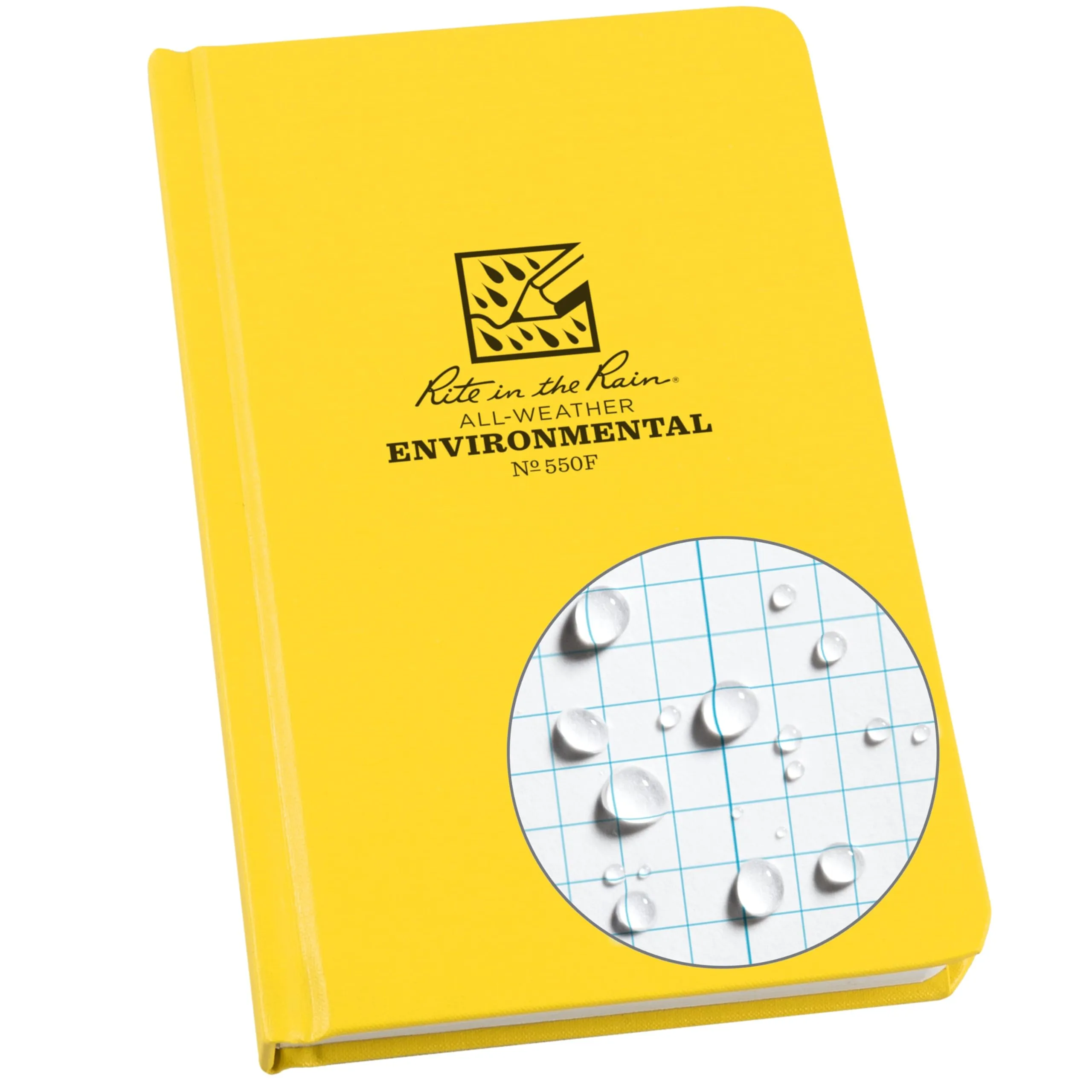Rite in the Rain Weatherproof Hard Cover Notebook, 4.75" x 7.5", Yellow Cover, Environmental Pattern (No. 550F)