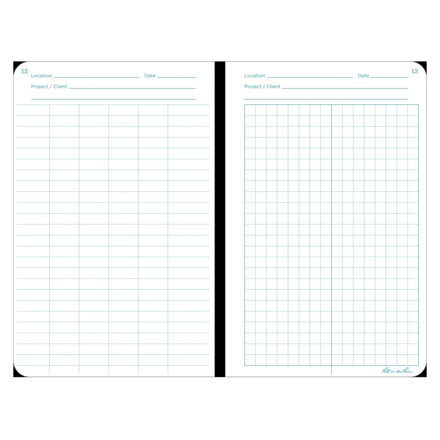 Rite in the Rain Weatherproof Hard Cover Notebook, 4.75" x 7.5", Yellow Cover, Environmental Pattern (No. 550F)