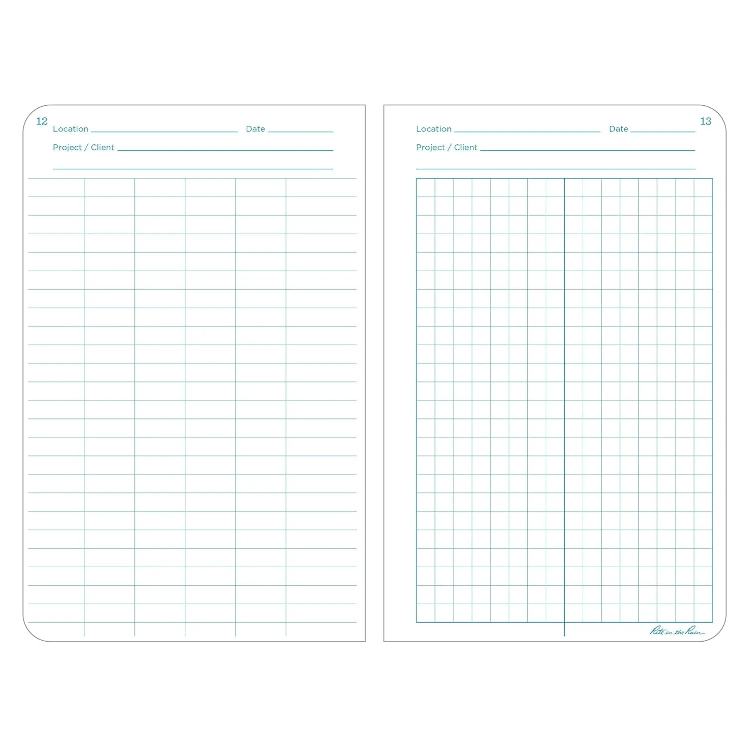 Rite in the Rain Weatherproof Hard Cover Notebook, 4.75" x 7.5", Yellow Cover, Environmental Pattern (No. 550F)
