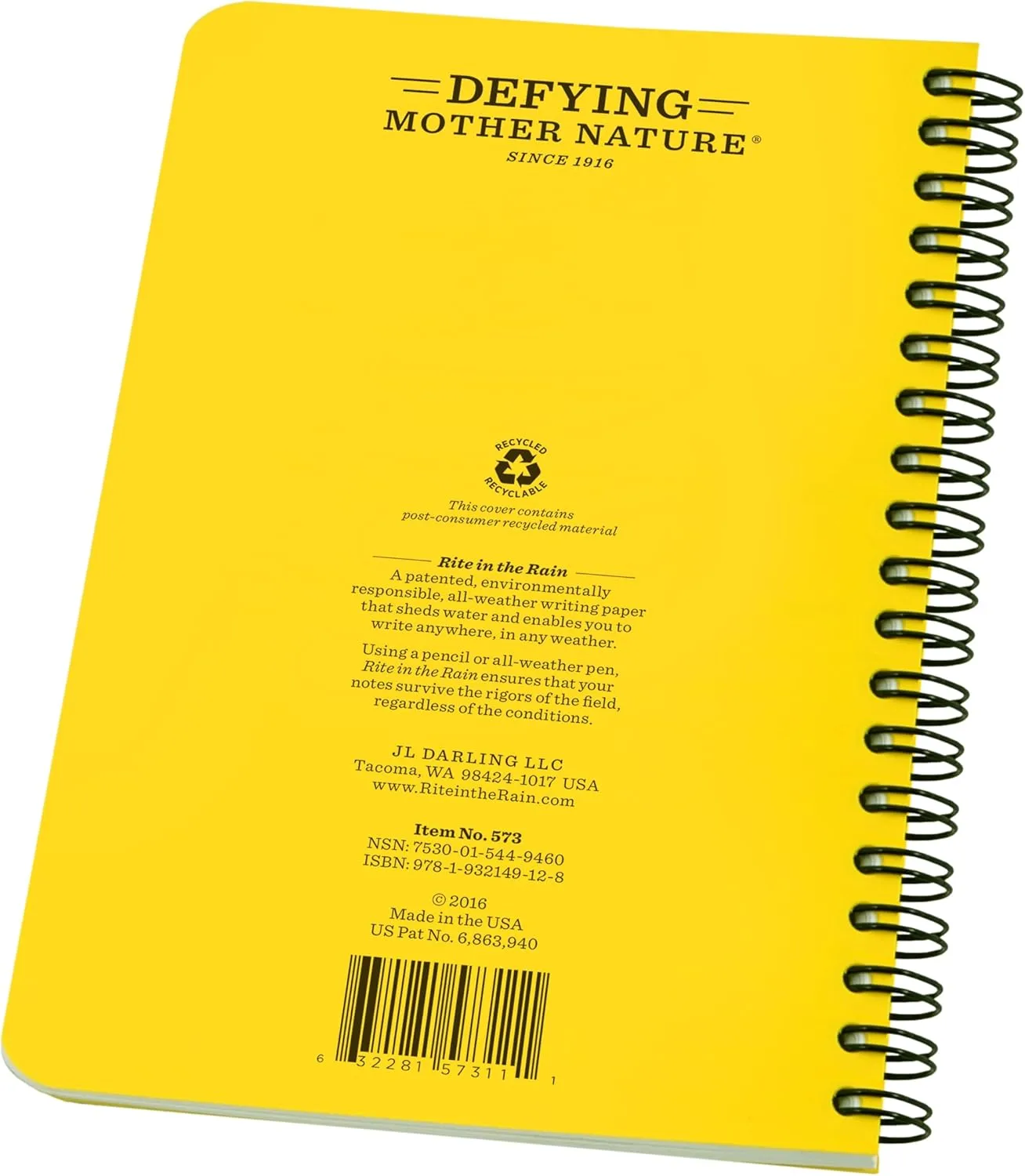 Rite in the Rain Weatherproof Side Spiral Notebook, 4.625" x 7", Yellow Cover, CERT Field Operator's Guide FOG (No. 573)