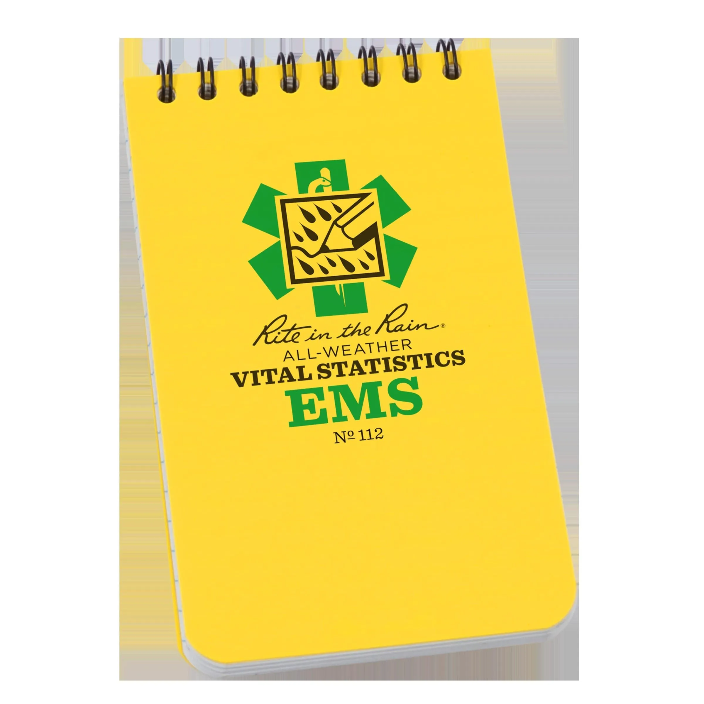 Rite in the Rain Weatherproof EMS Notebook, 3" x 5", Yellow Cover, Vital Stats Pages (No. 112) 1 Pack