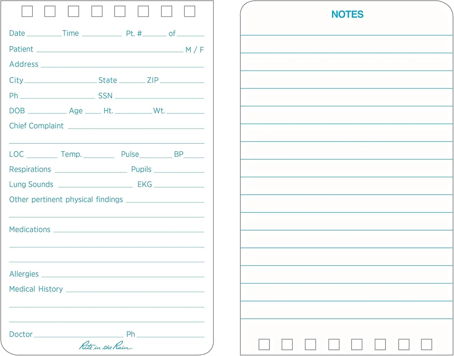 Rite in the Rain Weatherproof EMS Notebook, 3" x 5", Yellow Cover, Vital Stats Pages (No. 112) 1 Pack