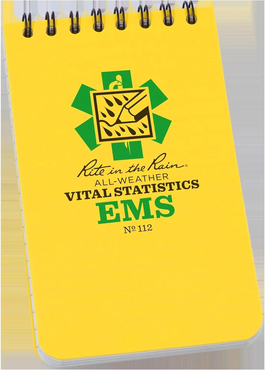 Rite in the Rain Weatherproof EMS Notebook, 3" x 5", Yellow Cover, Vital Stats Pages (No. 112) 1 Pack