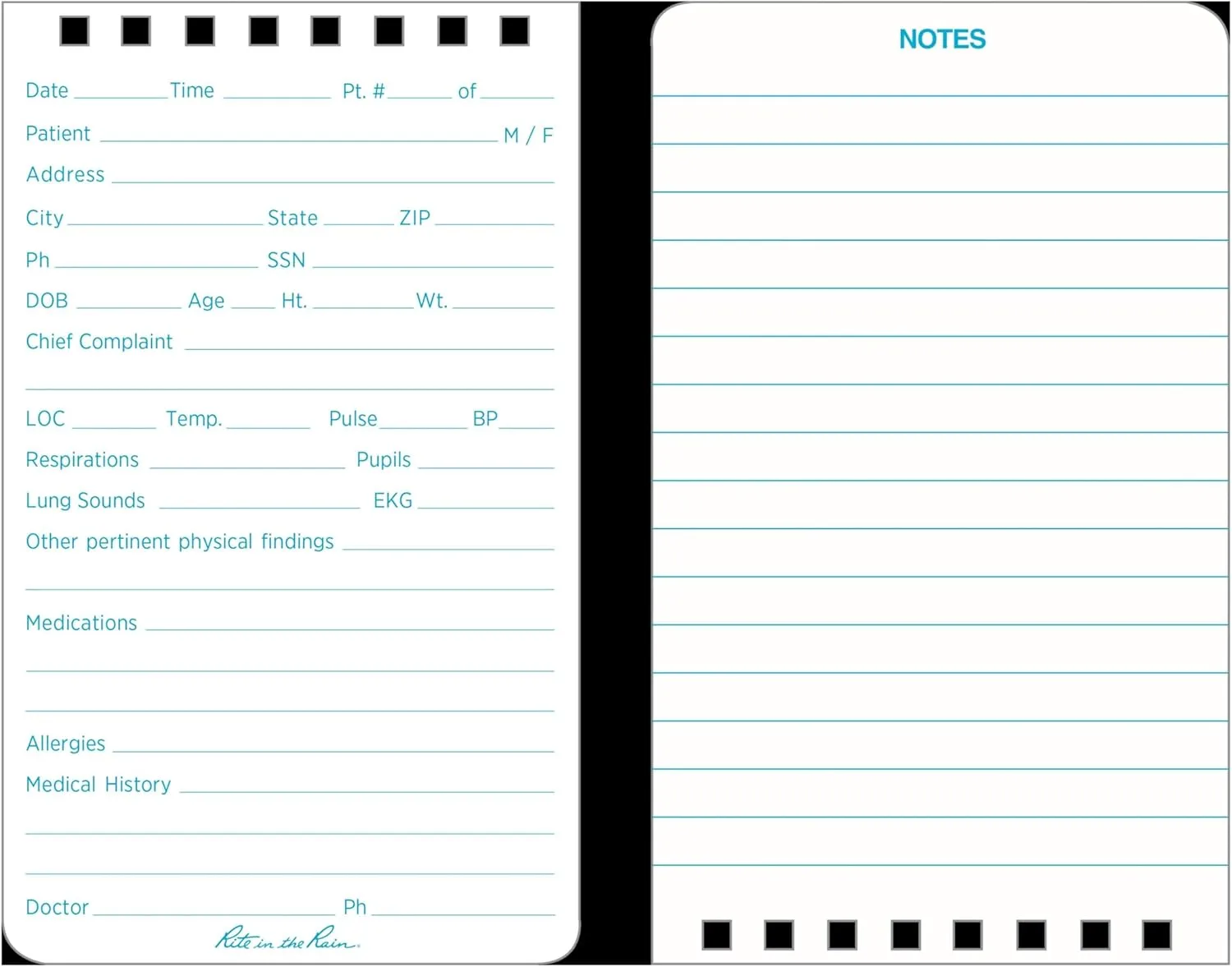 Rite in the Rain Weatherproof EMS Notebook, 3" x 5", Yellow Cover, Vital Stats Pages (No. 112) 1 Pack